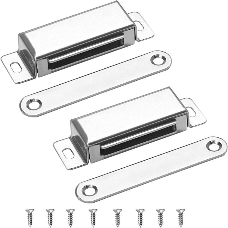 Image of 2 Stück magnetische Schranktür-Magnetverschlüsse, ziehen bis zu 40 kg, robuste Möbel-Magnetverschlüsse für Schubladen, Duschtüren, Kleiderschrank –