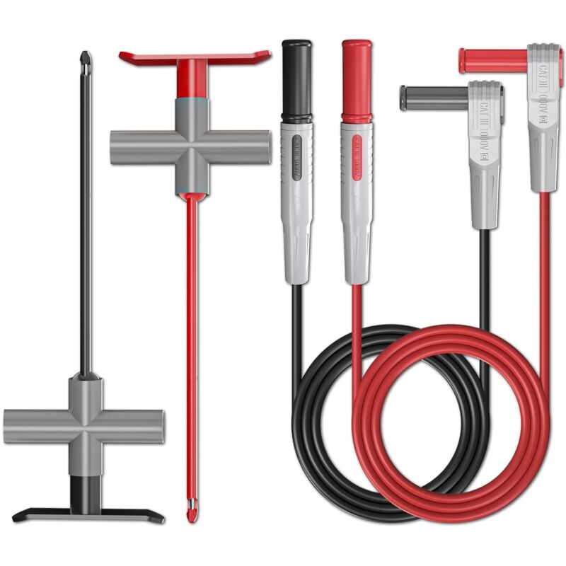 Image of 2 Stück Multimeter-Messleitungen, 4 mm Bananenstecker, Stecker auf Stecker, mit Punktionssonden, Drahtloch-Testclip, Werkzeug für Multimeter-Tests,