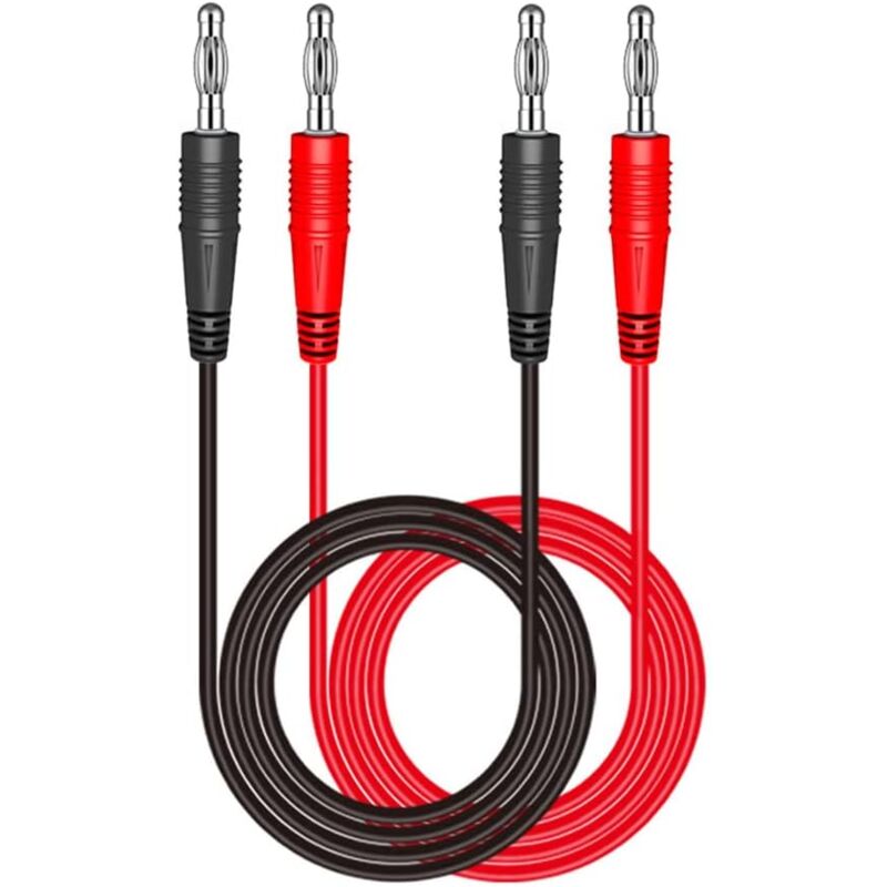 Image of 2 Stück P1041 4 mm Bananenstecker auf Bananenstecker, Multimeter, elektronisches Testkabel, Test-Verlängerungskabel – Rot + Schwarz