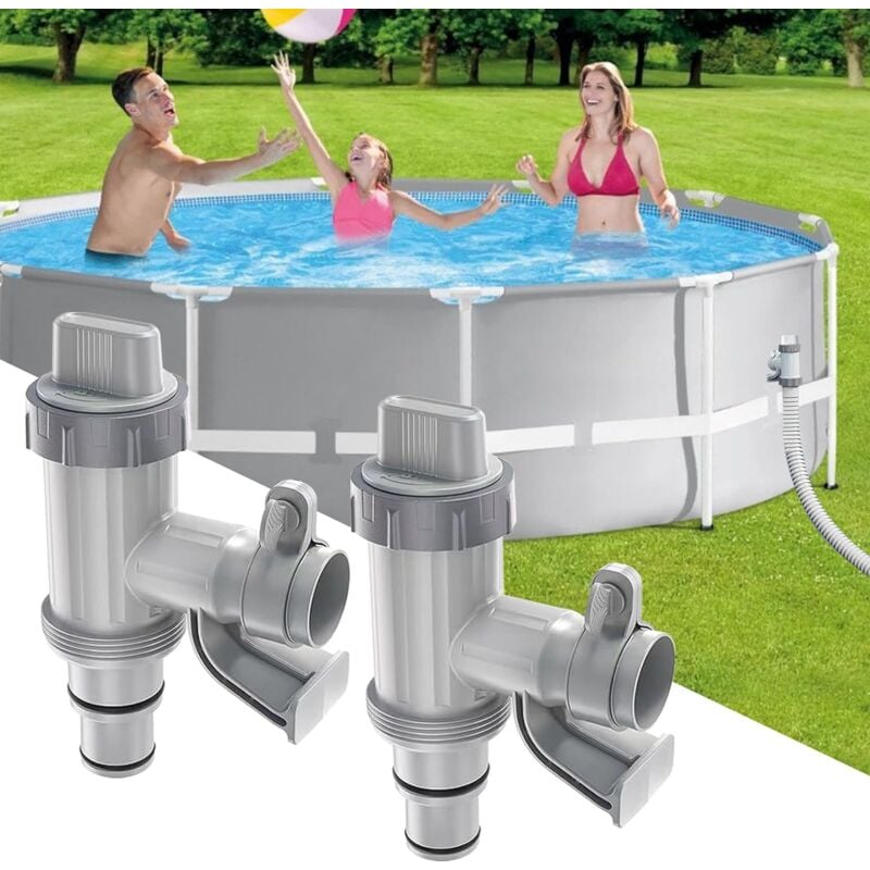 Image of Coocheer - 2 Stücke Pool-Kolbenventil Plus für oberirdische Pools, 2-in-1-Ersatzteile, Poolzubehör für Intex/Bestway/Coleman-Pools, Absperrventil für