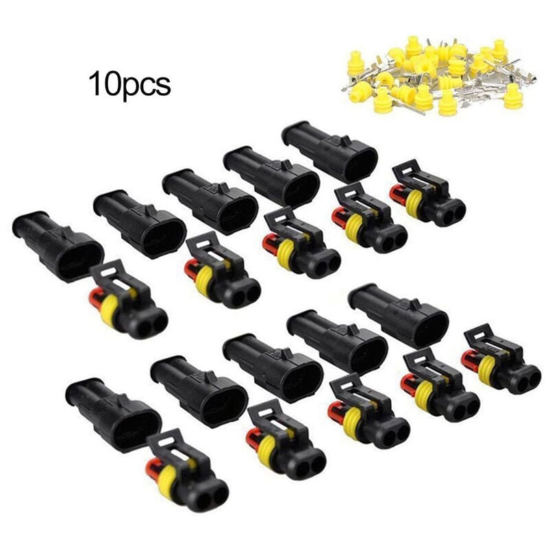 Image of 2-poliger Steckverbinder-Steckdosensatz, 10 Sätze, wasserdichtes Steckdosenkabel für Auto-Elektrokabel Dolaso