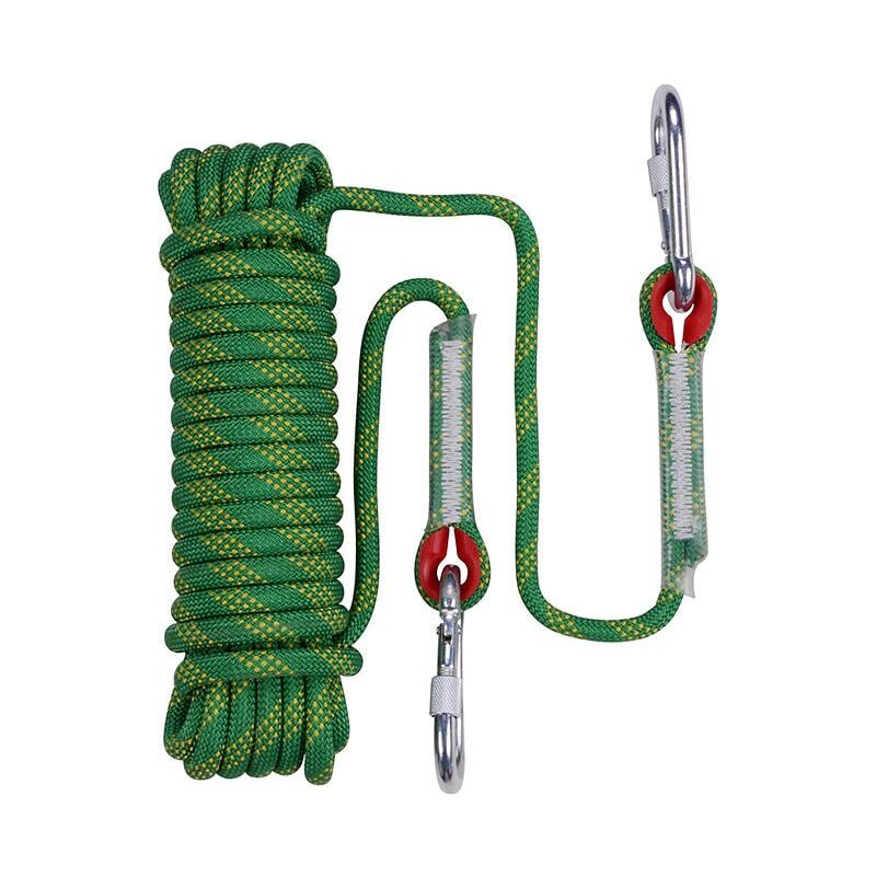 Image of 20 m Outdoor-Kletter-Sicherheitsseil, reißfestes Bergsteiger-Rettungsseil, Seil mit 12 mm Durchmesser zum Wandern, Grün