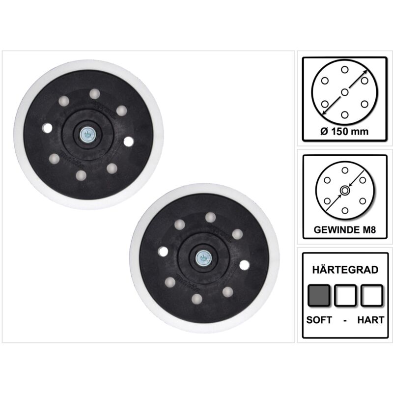 Image of 2x Makita Schleifteller Weich für Exzenterschleifer / Schleifmaschine 150 mm M8 ( 196684-1 )