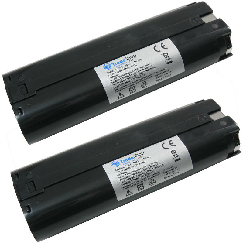 Image of 2x Hochleistungs Werkzeug Ni-MH Akku 7,2V 3000mAh für Makita DA301D DA301DW DA302D DA302DW DA302DWB ML700 Serien ML700(Flashlight) ML701 ML702 um