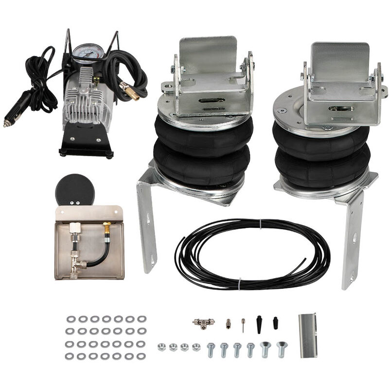 Image of 2x Luftfederung Federbalg +12 v Kompressor Set Für Ford Transit Bj. 2001-20202X Luftfederung Hinten + 12V Kompressor Kit for Ford Transit twin rwd