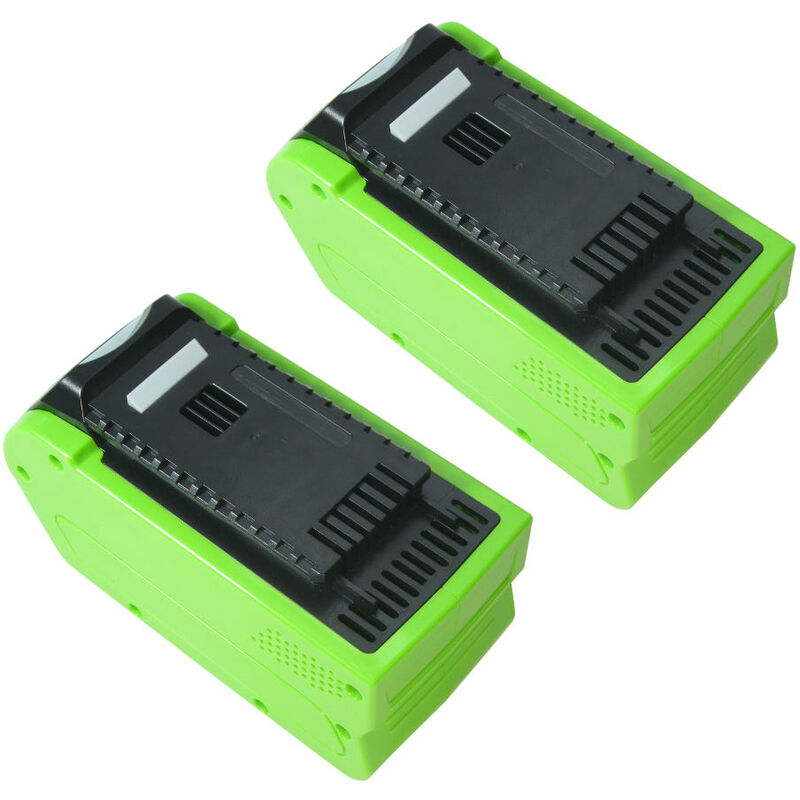 Image of 2x Trade-Shop Li-Ion Akku 40V / 5000mAh für Greenworks Cramer PowerWorks Allett Kettensäge Rasentrimmer Rasenmäher Gebläse Heckenschere Hochentaster