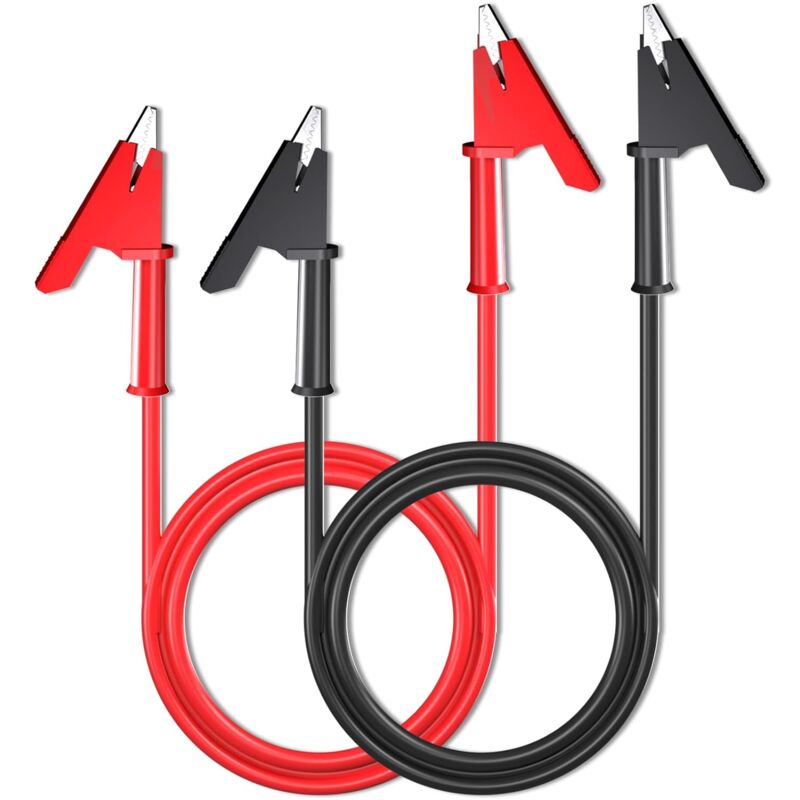 Image of Dolaso - 2er-Pack doppelendige Krokodilklemmen-Messleitungen mit Isolierklemmen, flexibles Kupfer-Prüfkabel für elektrische Prüfungen, 1 m