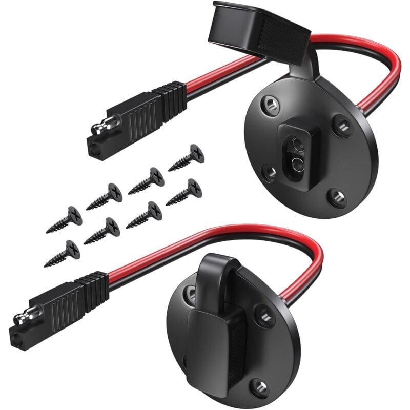 Image of 2er-Pack SAE-Steckdose mit wetterfestem SAE-Seitenanschluss, Schnellanschluss, Solarpanel-Einbauanschluss, 2-poliges SAE-Solarkabel 12 awg mit 8