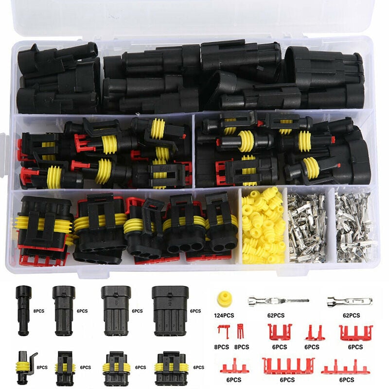 Image of 352-teiliges wasserdichtes Steckverbinder-Set, 1/2/3/4-poliger wasserdichter Auto-Elektroanschluss, für Motorrad, Roller, Auto Dolaso