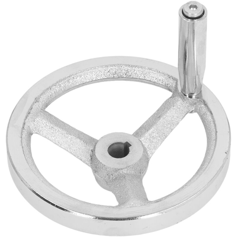 Image of 3-Speichen-Handrad mit drehbarem Griff, rundes Handrad aus Gusseisen für Drehmaschine, Frsmaschine, Schleifmaschine, 12 x 125 mm