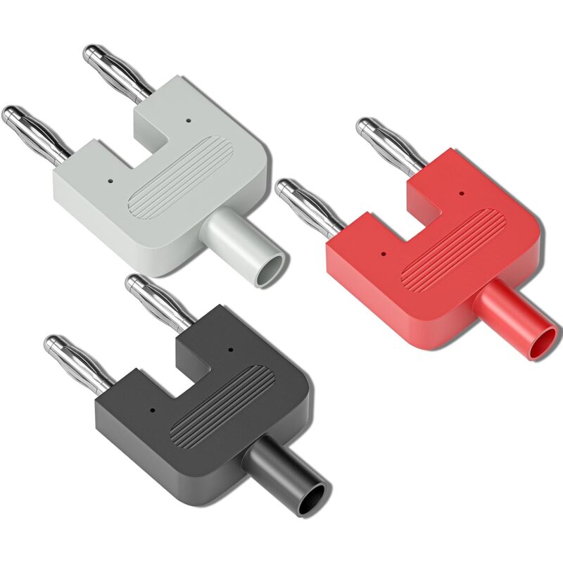 Image of 4-mm-Bananenstecker, Kurzschlussadapter, 4-mm-Buchse auf Dual-4-mm-Stecker, Konverter, 3 Stück, für elektrische Testverbindungen