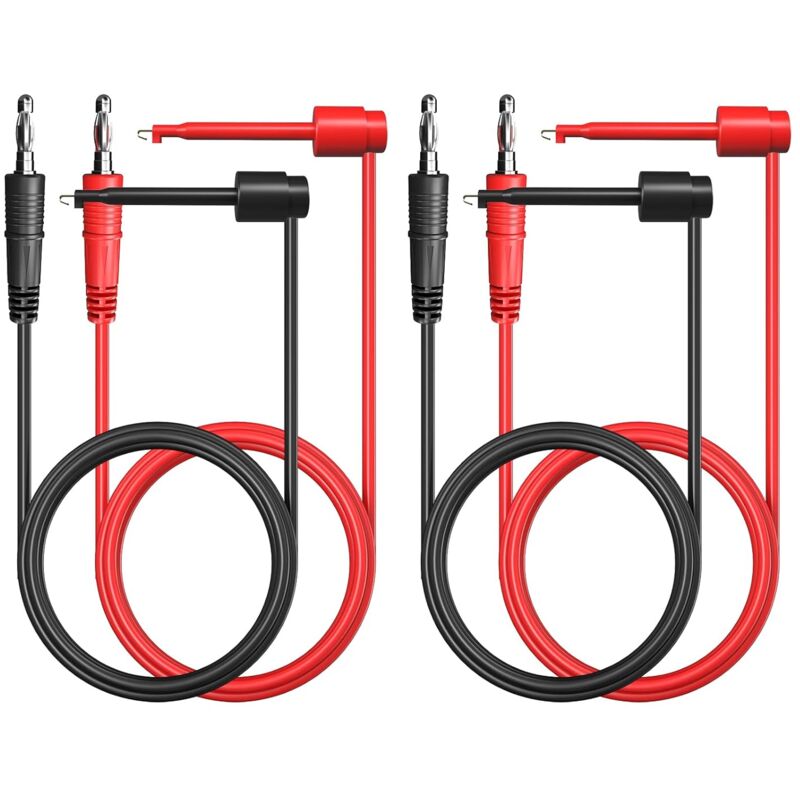 Image of Dolaso - 4 Stück 4 mm Bananenstecker-Testhaken-Clips, Messleitungen, weiche Kupferkabel für Multimeter, elektrische Tests, 500 v, 5 a