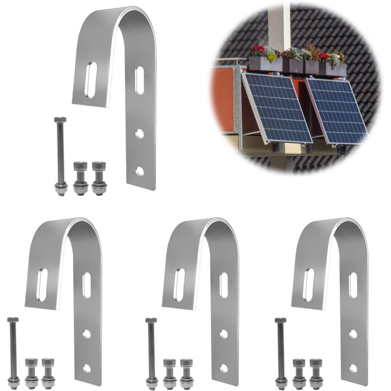 Image of 4 Stück Halterung Haken Balkonkraftwerk, Solarmodul Halterung Haken, Balkonkraftwerk Befestigung Haken, Universal pv Modul Halterung Haken, für