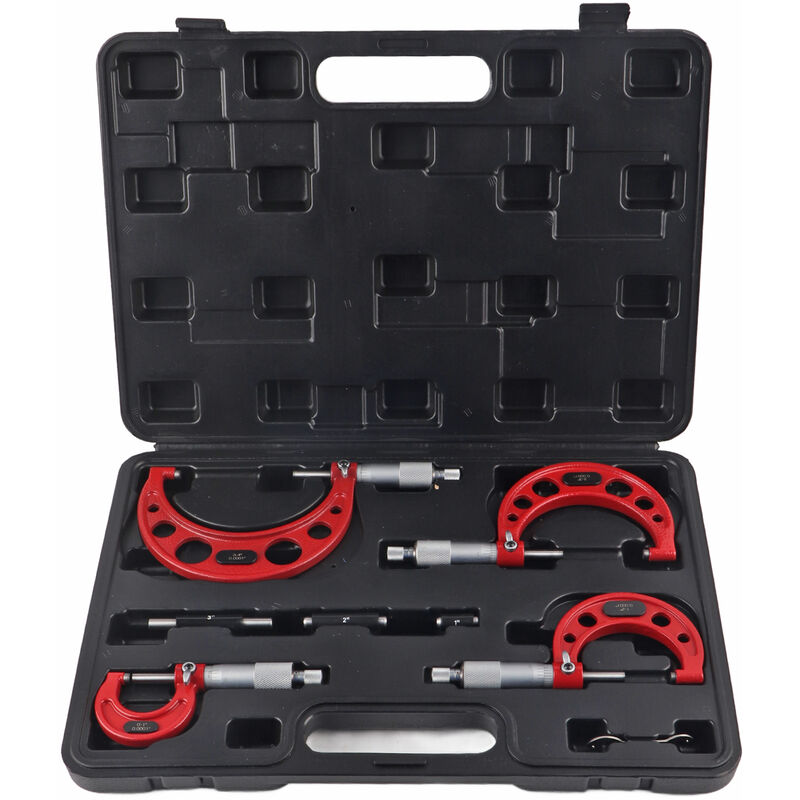 Image of Eosnow - 4-teiliges Auenmikrometer 0,0001 Zoll, Auengenauigkeits-Maschinenwerkzeug zum Messen des Durchmessers 0-4 Zoll