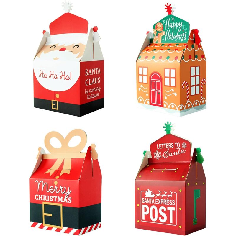 Image of Ulisem - 40er-Pack Weihnachts-Geschenkboxen aus Kraftpapier – Weihnachts-Süßigkeiten-Boxen – Weihnachts-Plätzchen-Boxen – Kuchen-Boxen – Snack-Box