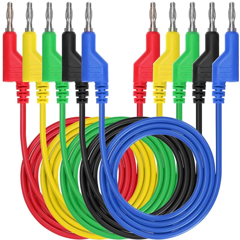 Image of Dolaso - 5-teiliges Messleitungsset mit Bananenstecker auf Bananenstecker, stapelbares 4-mm-Bananenstecker-Messkabel für Multimeter, elektrisches