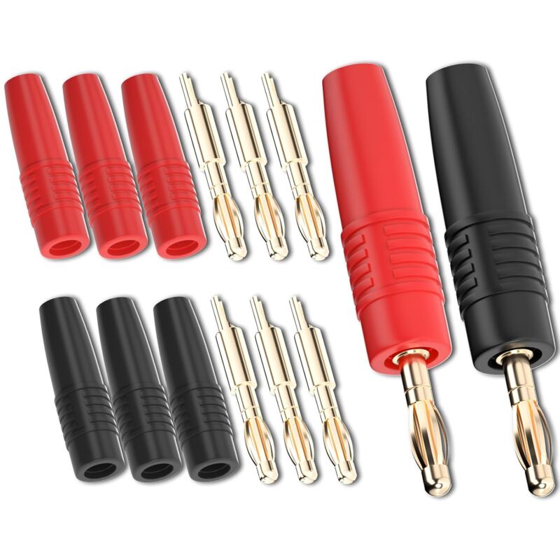 Image of 8 Stück 4-mm-Bananenstecker-Stecker, vergoldeter Löttyp-Adapter für DIY-Elektroprüfungen