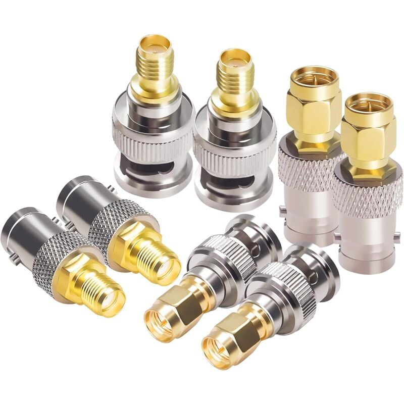 Image of 8-teiliges SMA-auf-BNC-Stecker-Set, männlich, weiblich, Koaxial-Adapter-Konverter