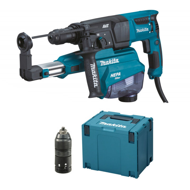 Image of Makita - 800W Meißelhammer 26 mm 2,4J + Kit Absaug- und Abziehvorrichtung - HR2653TJ14