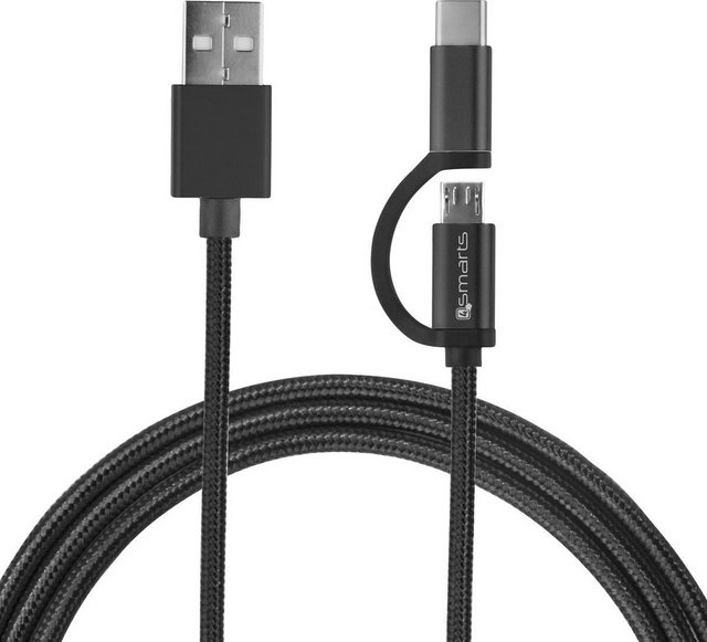 Image of 4smarts Lader »Micro-USB & USB-C Kabel ComboCord 1m, Textil«