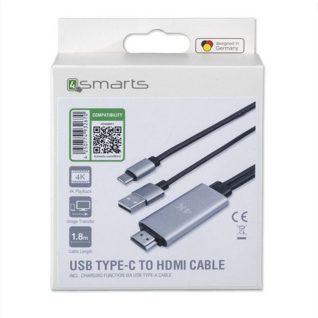 Image of 4smarts Adapter »USB Typ-C auf HDMI Kabel 1.8 m inkl. Ladefunktion«