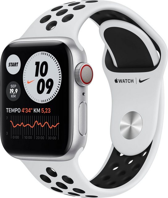 Image of Apple Nike Series 6 GPS + Cellular, Aluminiumgehäuse mit Nike Sportarmband 40mm Watch (Watch OS), inkl. Ladestation (magnetisches Ladekabel)