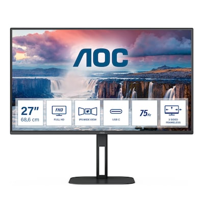 Image of AOC 27V5CE 68,6cm (27") FHD IPS Office Monitor 16:9 HDMI/DP/USB-C PD65W 75Hz 4ms