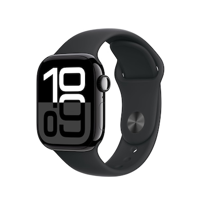 Image of Apple Watch S10 Diamantschwarz Aluminium Sport Band Schwarz- S/M GPS 42mm MWWE3QF/A 2024