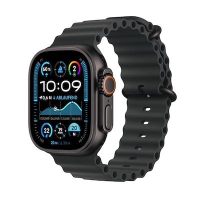 Image of Apple Watch Ultra 2 LTE 49mm schwarzes Titan Gehäuse mit schwarzen Ozean Armband