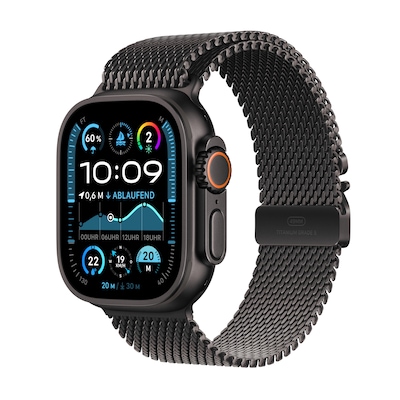 Image of Apple Watch Ultra 2 LTE 49mm schwarzes Titan Gehäuse mit schwarzem Titan Milanese Armband - S