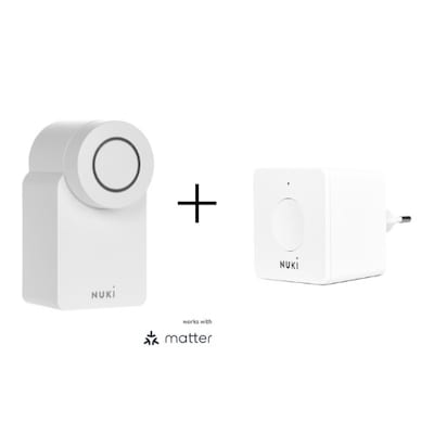 Image of Nuki Smart Lock 4 Generation weiß + Nuki Bridge weiß