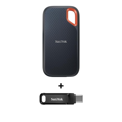 Image of SanDisk Extreme Portable SSD 2 TB V2 - USB-C 3.2 Gen2 IP65 wasserresistent + SanDisk Ultra Dual Drive Go 128 GB USB 3.1 Type-C / USB-A Stick