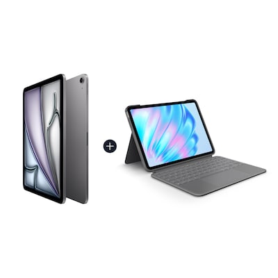 Image of Apple iPad Air 13" 2024 Wi-Fi 128 GB Space Grau MV273NF/A + Logitech Combo Touch Tastatur-Case Grau