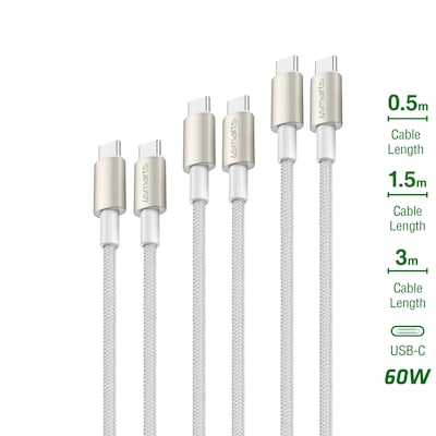 Image of 4smarts USB-C auf USB-C Kabel PremiumCord 60W 3erSet - weiß/silber