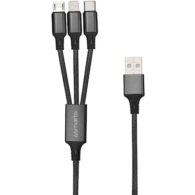 Image of 4smarts 3in1 Kabel ForkCord 20cm textil - schwarz