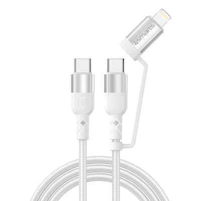 Image of 4smarts USB-C/C/ Lightning Kabel ComboCord CL 1.5m textil - weiß