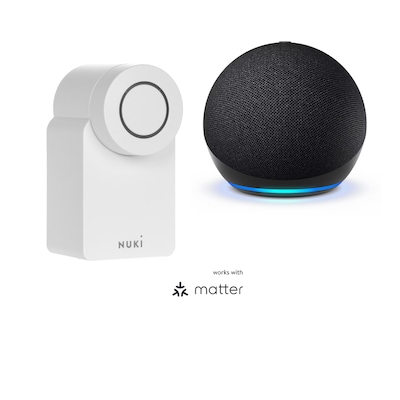 Image of Nuki Smart Lock 4 Generation weiß + Amazon Echo Dot 5 Generation