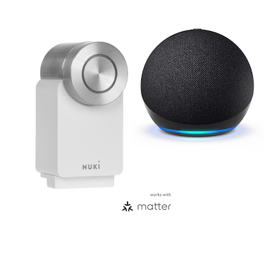 Image of Nuki Smart Lock Pro 4 Generation weiß + Amazon Echo Dot 5 Generation