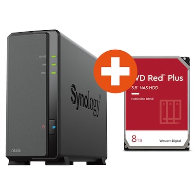 Image of Synology Diskstation DS124 NAS System 1-Bay inkl 8 TB WD Red Plus WD80EFPX