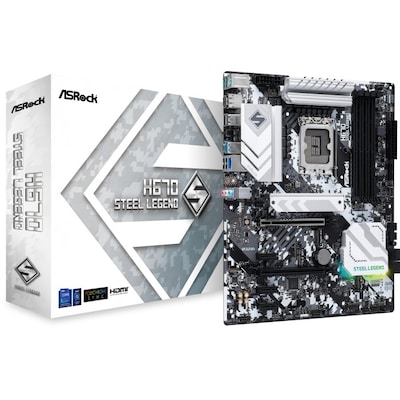 Image of ASRock H670 Steel Legend ATX Mainboard Sockel 1700 RGB/M2/HDMI/DP/USB-C