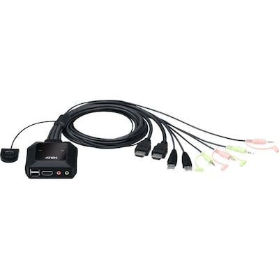 Image of Aten CS22H 2-Port USB 4K HDMI Kabel KVM Switch mit Audio und Remote