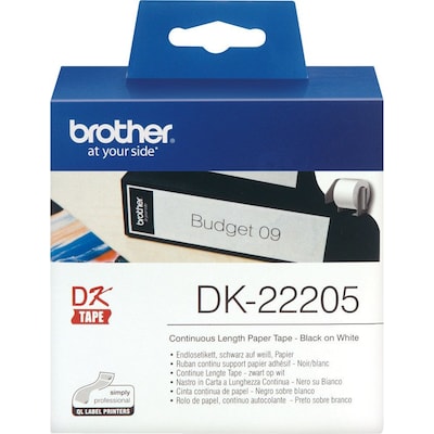 Image of Brother DK-22205 Endlosetiketten – schwarz auf weiß, 62 mm x 30,48 m