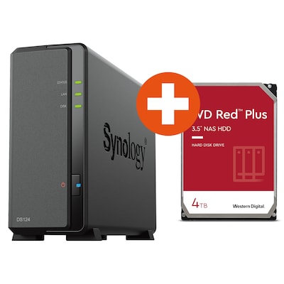 Image of Synology Diskstation DS124 NAS System 1-Bay inkl 4 TB WD Red Plus WD40EFPX