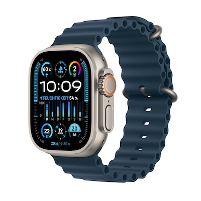 Image of Apple Watch Ultra 2 LTE 49mm Titanium Ocean Band Blau MREG3FD/A