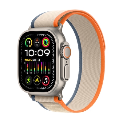 Image of Apple Watch Ultra 2 LTE 49mm Titanium Trail Loop Orange/Beige S/M MRF13FD/A