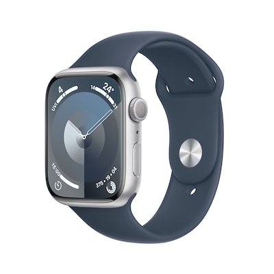 Image of Apple Watch Series 9 GPS 45mm Aluminium Silber Sportarmband Sturmblau - S/M