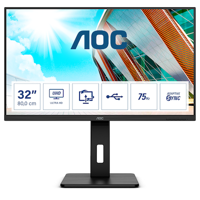 Image of AOC U32P2 80cm (31,5") 4K UHD VA Office Monitor 16:9 HDMI/DP/USB 60Hz Sync 4ms