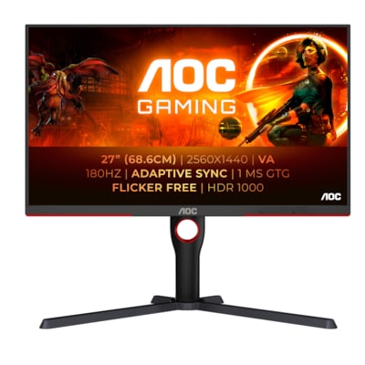 Image of AOC Q27G3XMN 68,6cm (27") QHD VA Gaming Monitor 16:9 HDMI/DP 180Hz 0,5ms Sync