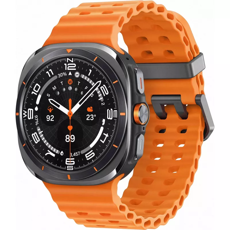 Image of Samsung Galaxy Watch Ultra - 47 mm - Titan - intelligente Uhr mit Marineband - Gummi - Orange - Bandgröße: S/M/L - Anzeige 3.8 cm (1.5) - EU-Version (SM-L705FDAAEUE) - Sonderposten - Sonderposten