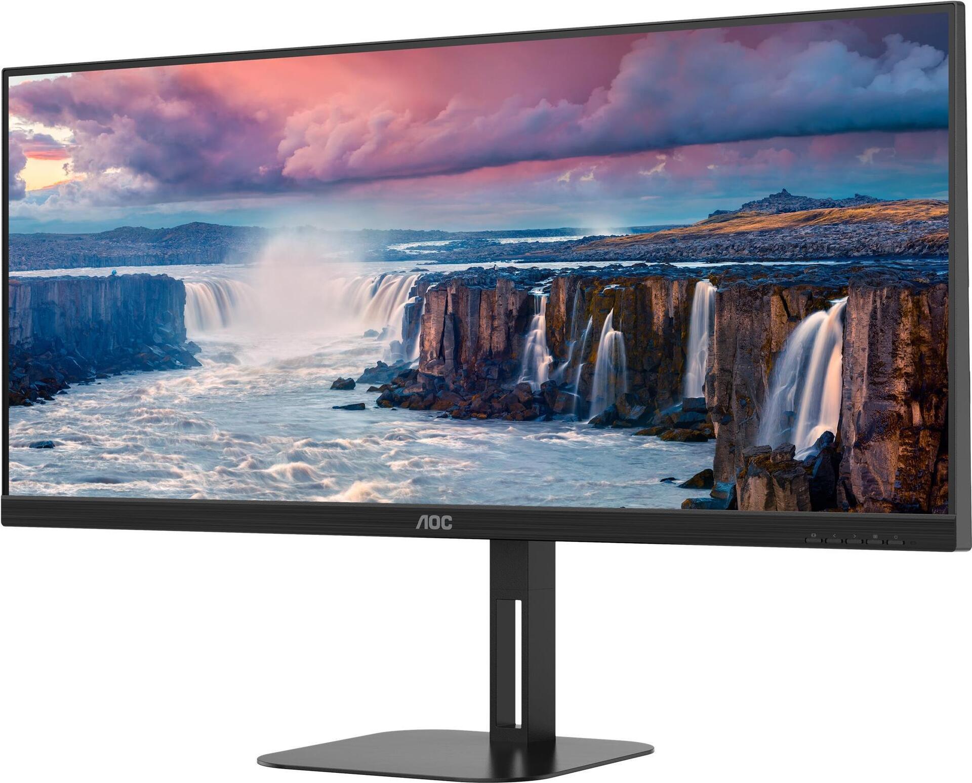 Image of AOC U34V5C - 86,40cm (34) WQHD Monitor, Lautsprecher, höhenverstellbar (3440x1440, 100 Hz, DisplayPort, HDMI, USB-C, USB Hub) schwarz [Energieklasse G] (U34V5C/BK)